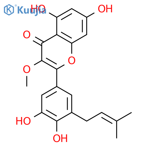 4H-1-Benzopyran-4-one,2-[3,4-dihydroxy-5-(3-methyl-2-buten-1-yl)phenyl]-5,7-dihydroxy-3-methoxy- structure