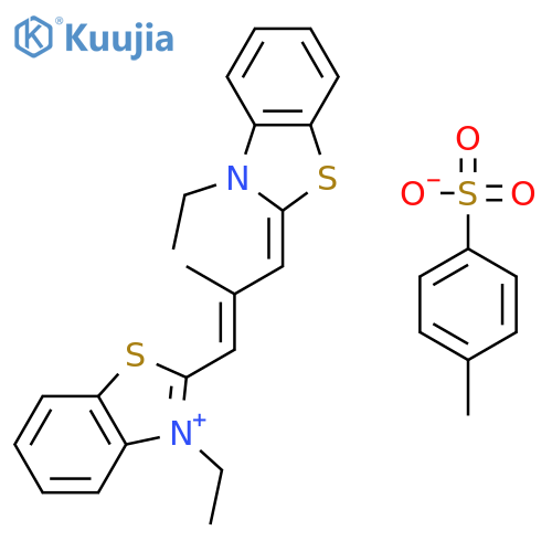 3-Ethyl-2-(3-(3-ethyl-3H-benzothiazol-2-ylidene)-2-methylprop-1-enyl)benzothiazolium p-toluenesulphonate structure