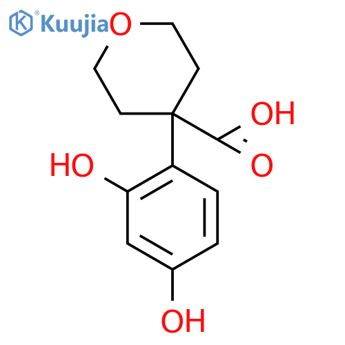 4-(2,4-Dihydroxyphenyl)oxane-4-carboxylic acid structure