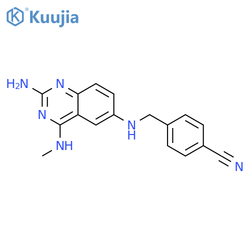 Benzonitrile, 4-[[[2-amino-4-(methylamino)-6-quinazolinyl]amino]methyl]- structure