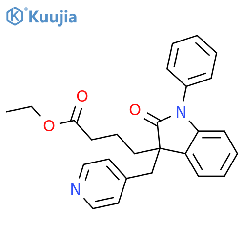 1H-Indole-3-butanoicacid, 2,3-dihydro-2-oxo-1-phenyl-3-(4-pyridinylmethyl)-, ethyl ester,monohydrochloride, (-)- (9CI) structure