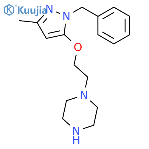 Piperazine,1-[2-[[3-methyl-1-(phenylmethyl)-1H-pyrazol-5-yl]oxy]ethyl]- structure