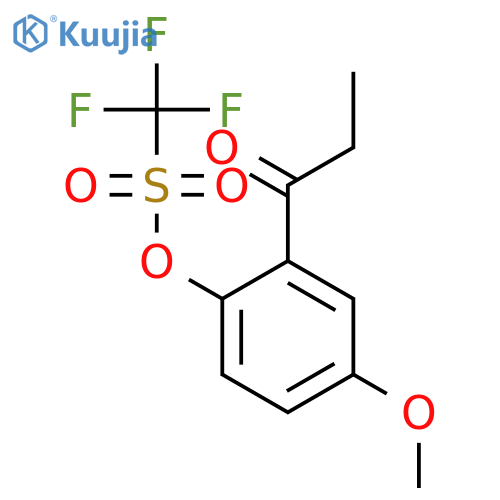 Methanesulfonic acid, trifluoro-, 4-methoxy-2-(1-oxopropyl)phenyl ester structure