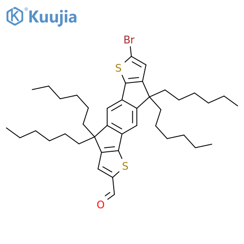 15-Bromo-9,9,18,18-tetrahexyl-5,14-dithiapentacyclo[10.6.0.03,10.04,8.013,17]octadeca-1(12),2,4(8),6,10,13(17),15-heptaene-6-carbaldehyde structure