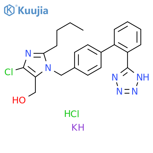 1H-Imidazole-5-methanol, 2-butyl-4-chloro-1-[[2'-(2H-tetrazol-5-yl)[1,1'-biphenyl]-4-yl]methyl]-, potassium salt, hydrochloride (1:1:) structure