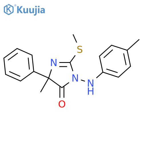 4H-Imidazol-4-one,3,5-dihydro-5-methyl-3-[(4-methylphenyl)amino]-2-(methylthio)-5-phenyl- structure