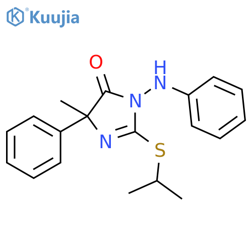 4H-Imidazol-4-one,3,5-dihydro-5-methyl-2-[(1-methylethyl)thio]-5-phenyl-3-(phenylamino)- structure