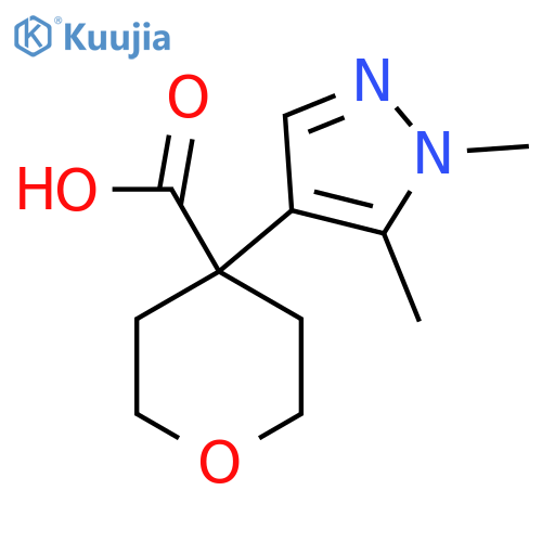 4-(1,5-dimethyl-1H-pyrazol-4-yl)oxane-4-carboxylic acid structure