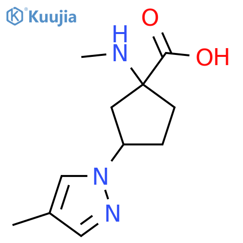 3-(4-methyl-1H-pyrazol-1-yl)-1-(methylamino)cyclopentane-1-carboxylic acid structure