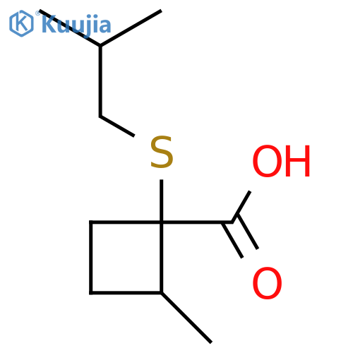 2-methyl-1-(2-methylpropyl)sulfanylcyclobutane-1-carboxylic acid structure