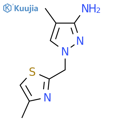 4-methyl-1-(4-methyl-1,3-thiazol-2-yl)methyl-1H-pyrazol-3-amine structure
