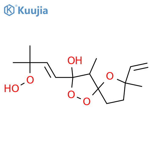 1,2,6-Trioxaspiro[4.4]nonan-3-ol,7-ethenyl-3-(3-hydroperoxy-3-methyl-1-butenyl)-4,7-dimethyl- (9CI) structure