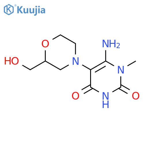 6-amino-5-2-(hydroxymethyl)morpholin-4-yl-1-methyl-1,2,3,4-tetrahydropyrimidine-2,4-dione structure