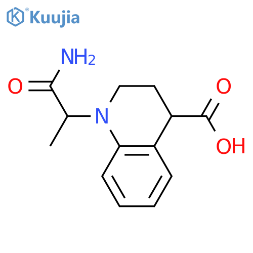 1-(1-carbamoylethyl)-1,2,3,4-tetrahydroquinoline-4-carboxylic acid structure