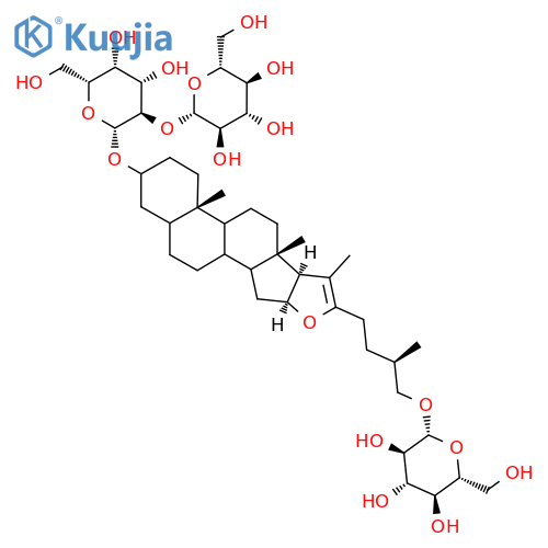 (8ξ,9ξ,14ξ,25R)-26-(β-D-Glucopyranosyloxy)furost-20(22)-en-3-yl 2-O-β-D-glucopyranosyl-β-D-galactopyranoside structure