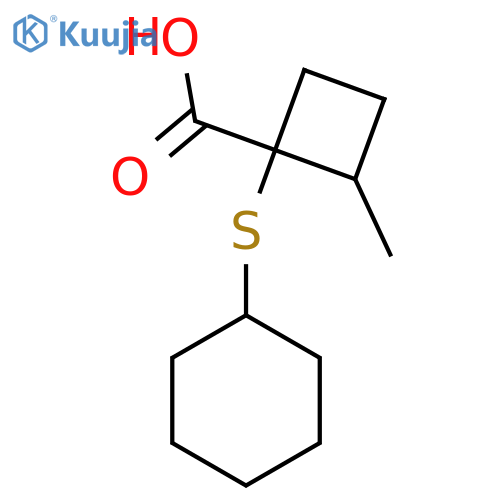 1-(Cyclohexylsulfanyl)-2-methylcyclobutane-1-carboxylic acid structure