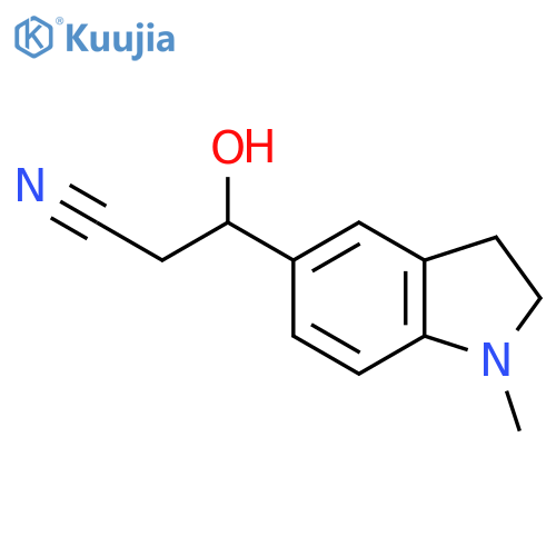 3-hydroxy-3-(1-methyl-2,3-dihydro-1H-indol-5-yl)propanenitrile structure