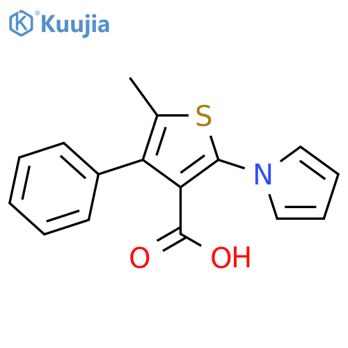 5-Methyl-4-phenyl-2-pyrrol-1-ylthiophene-3-carboxylic acid structure