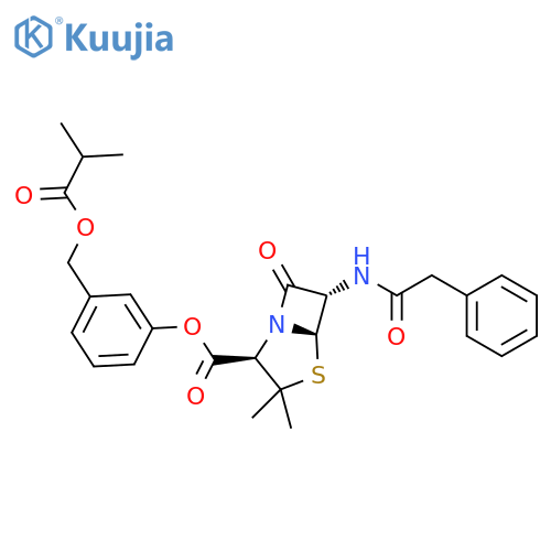 4-Thia-1-azabicyclo[3.2.0]heptane-2-carboxylicacid, 3,3-dimethyl-7-oxo-6-[(phenylacetyl)amino]- (2S,5R,6R)-,3-[(2-methyl-1-oxopropoxy)methyl]phenyl ester (9CI) structure