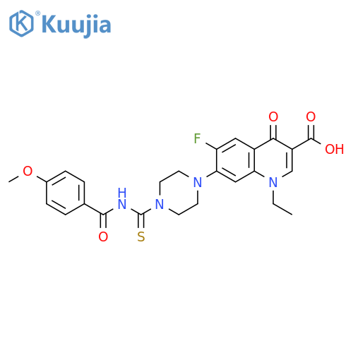 3-Quinolinecarboxylic acid,1-ethyl-6-fluoro-1,4-dihydro-7-[4-[[(4-methoxybenzoyl)amino]thioxomethyl]-1-piperazinyl]-4-oxo- structure
