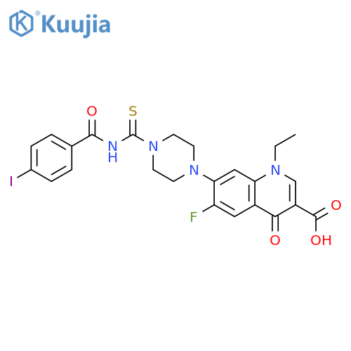 3-Quinolinecarboxylic acid,1-ethyl-6-fluoro-1,4-dihydro-7-[4-[[(4-iodobenzoyl)amino]thioxomethyl]-1-piperazinyl]-4-oxo- structure