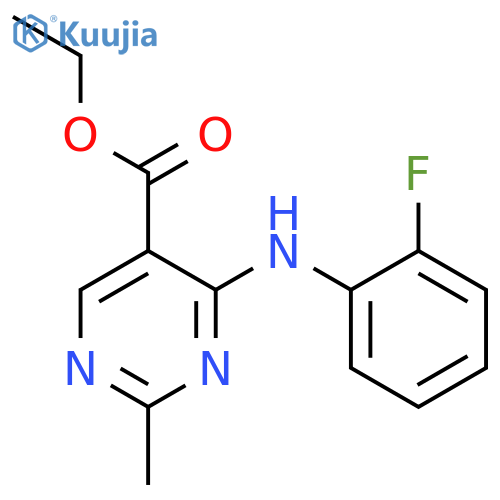 5-Pyrimidinecarboxylicacid, 4-[(2-fluorophenyl)amino]-2-methyl-, ethyl ester structure