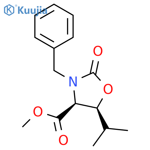 4-Oxazolidinecarboxylic acid, 5-(1-methylethyl)-2-oxo-3-(phenylmethyl)-, methyl ester, (4S-cis)- (9CI) structure