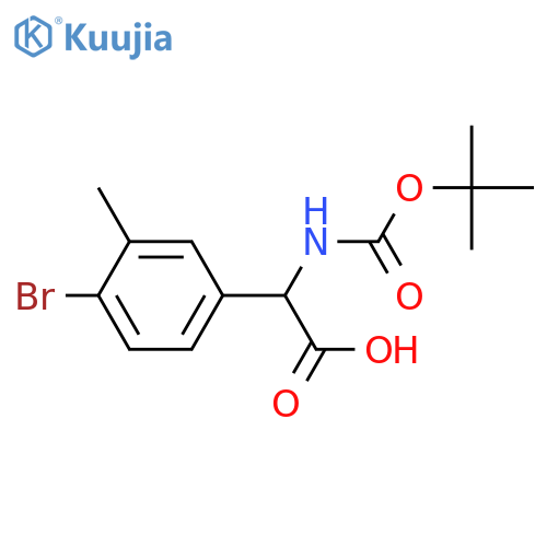2-(4-bromo-3-methylphenyl)-2-{(tert-butoxy)carbonylamino}acetic acid structure