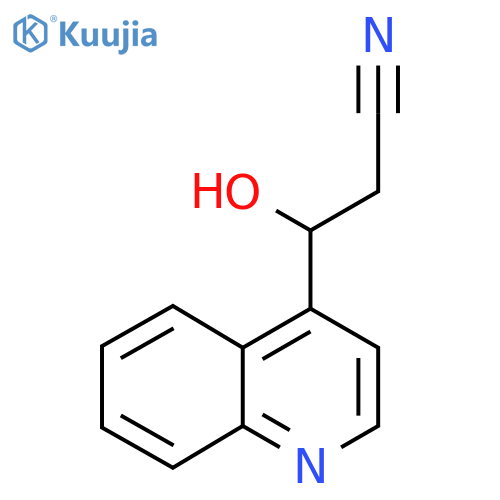 3-hydroxy-3-(quinolin-4-yl)propanenitrile structure