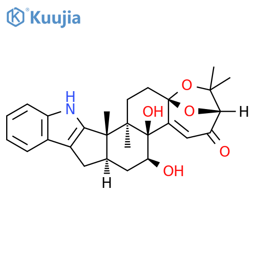 (3R,5bS,6S,7aR,13bS,13cR,15aS)-2,3,5b,6,7,7a,8,13,13b,13c,14,15-dodecahydro-5b,6-dihydroxy-2,2,13b,13c-tetramethyl-4H-3,15a-epoxy-1-benzoxepino[6',7':6,7]indeno[1,2-b]indol-4-one structure