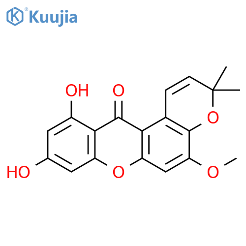 Pyrano[3,2-a]xanthen-12(3H)-one, 9,11-dihydroxy-5-methoxy-3,3-dimethyl- structure