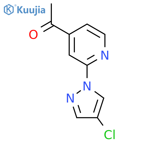 1-2-(4-chloro-1H-pyrazol-1-yl)pyridin-4-ylethan-1-one structure