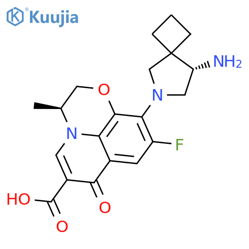 7H-Pyrido[1,2,3-de]-1,4-benzoxazine-6-carboxylicacid,10-[(8S)-8-amino-6-azaspiro[3.4]oct-6-yl]-9-fluoro-2,3-dihydro-3-methyl-7-oxo-,(3S)- structure