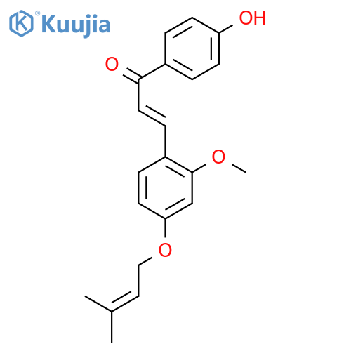 (2E)-1-(4-hydroxyphenyl)-3-{2-methoxy-4-[(3-methylbut-2-en-1-yl)oxy]phenyl}prop-2-en-1-one structure
