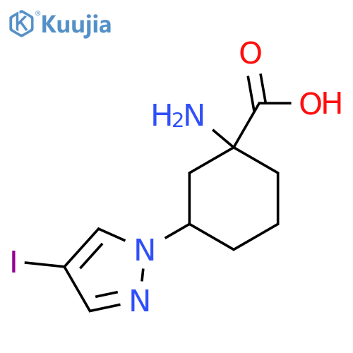 1-amino-3-(4-iodo-1H-pyrazol-1-yl)cyclohexane-1-carboxylic acid structure