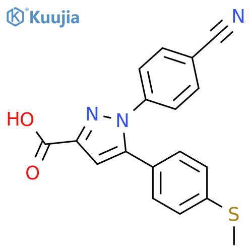 1H-Pyrazole-3-carboxylicacid, 1-(4-cyanophenyl)-5-[4-(methylthio)phenyl]- structure