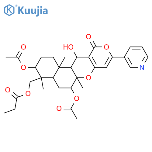 2H,11H-Naphtho[2,1-b]pyrano[3,4-e]pyran-11-one,3,6-bis(acetyloxy)-1,3,4,4a,5,6,6a,12,12a,12b-decahydro-12-hydroxy-4,6a,12b-trimethyl-4-[(1-oxopropoxy)methyl]-9-(3-pyridinyl)-,(3S,4R,4aR,6S,6aS,12R,12aS,12bS)- structure
