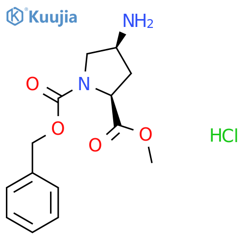 O1-benzyl O2-methyl (2S,4S)-4-aminopyrrolidine-1,2-dicarboxylate;hydrochloride structure