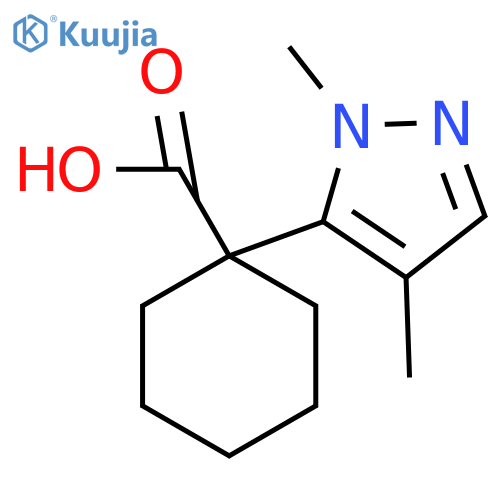 1-(1,4-dimethyl-1H-pyrazol-5-yl)cyclohexane-1-carboxylic acid structure