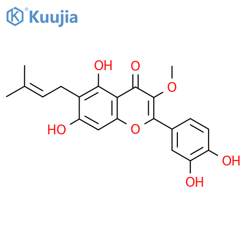 2-(3,4-Dihydroxyphenyl)-5,7-dihydroxy-3-methoxy-6-(3-methyl-2-buten-1-yl)-4H-chromen-4-one structure