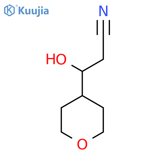 3-Hydroxy-3-(oxan-4-yl)propanenitrile structure