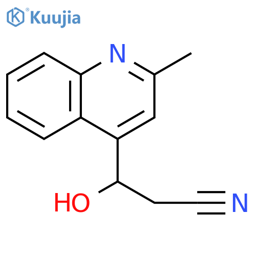 3-hydroxy-3-(2-methylquinolin-4-yl)propanenitrile structure