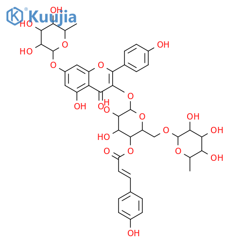 4H-1-Benzopyran-4-one, 3-[[6-O-(6-deoxy-α-L-mannopyranosyl)-4-O-[(2E)-3-(4-hydroxyphenyl)-1-oxo-2-propen-1-yl]-β-D-galactopyranosyl]oxy]-7-[(6-deoxy-α-L-mannopyranosyl)oxy]-5-hydroxy-2-(4-hydroxyphenyl)- structure
