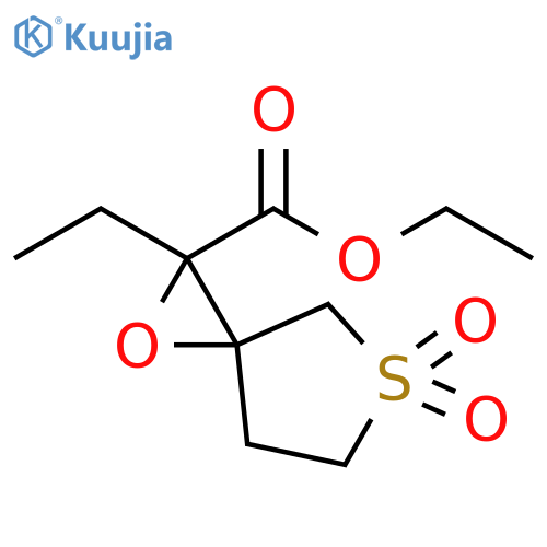 1-Oxa-5-thiaspiro[2.4]heptane-2-carboxylic acid, 2-ethyl-, ethyl ester, 5,5-dioxide structure