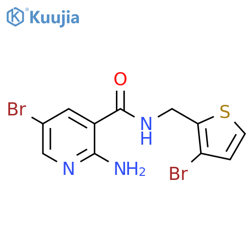 2-amino-5-bromo-N-(3-bromothiophen-2-yl)methylpyridine-3-carboxamide structure