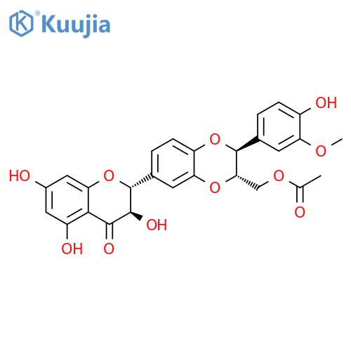 (2R,3R)-2-[(2S,3S)-3-[(Acetyloxy)methyl]-2,3-dihydro-2-(4-hydroxy-3-methoxyphenyl)-1,4-benzodioxin-6-yl]-2,3-dihydro-3,5,7-trihydroxy-4H-1-benzopyran-4-one structure