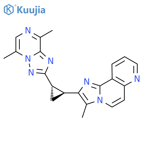 2-[(1S,2S)-2-(5,8-dimethyl-[1,2,4]triazolo[1,5-a]pyrazin-2-yl)cyclopropyl]-3-methylimidazo[2,1-f][1,6]naphthyridine structure