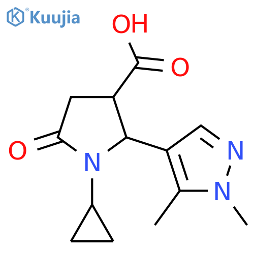 1-cyclopropyl-2-(1,5-dimethyl-1H-pyrazol-4-yl)-5-oxopyrrolidine-3-carboxylic acid structure
