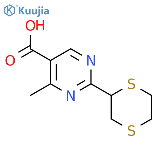 2-(1,4-Dithian-2-yl)-4-methylpyrimidine-5-carboxylic acid structure