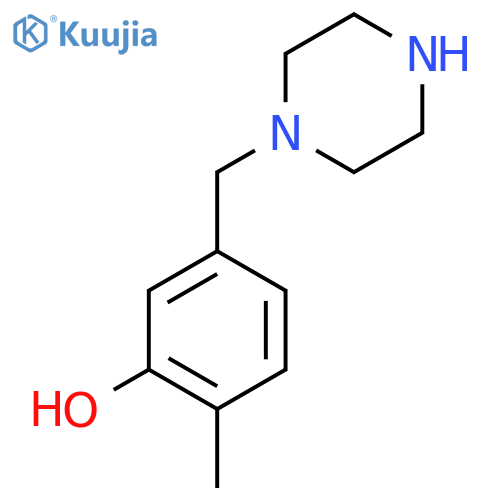 2-methyl-5-(piperazin-1-yl)methylphenol structure